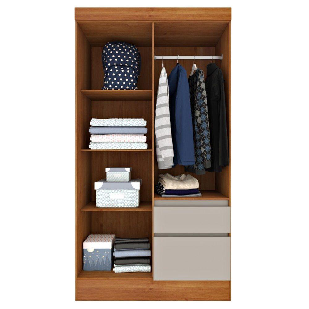 Guarda Roupa Solteiro Com Pés 4 Portas 2 Gavetas Oregon-cinamomo-off White Tcil Móveis - 3