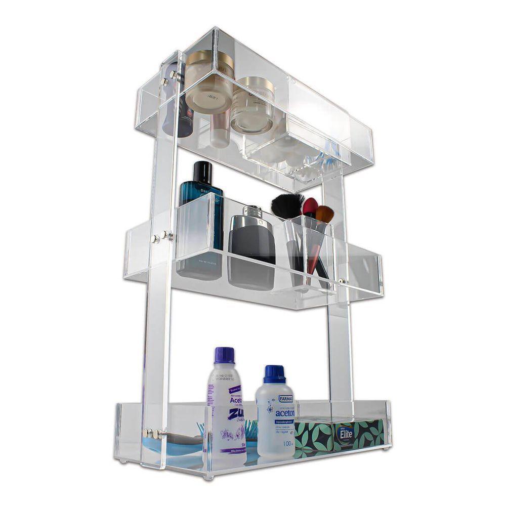 Organizador Acrílico Multiuso De Bancada Com 3 Prateleiras Acessório Organização Bancada Banheiro - 4