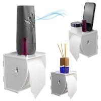 Suporte Porta Papel Higiênico De Parede Acrílico Branco Premium Suporte Papeleira Banheiro Adesivo - 3