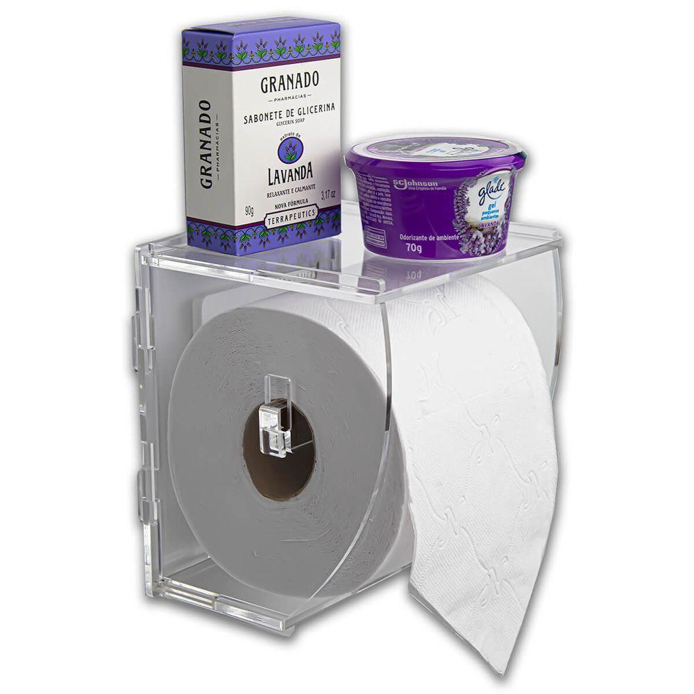 Suporte Porta Papel Higiênico De Parede Acrílico Transparente Premium Suporte Papeleira Banheiro - 1