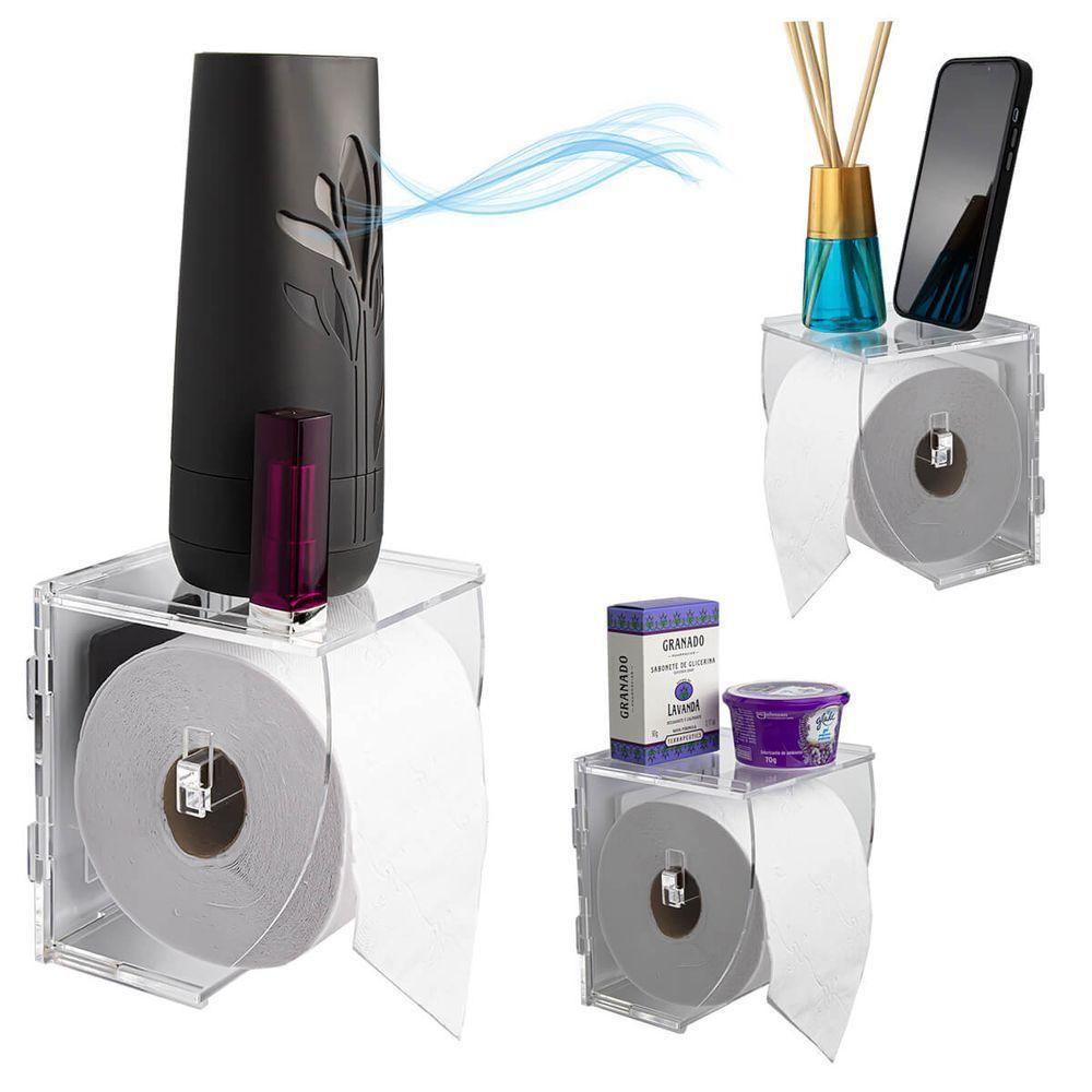 Suporte Porta Papel Higiênico De Parede Acrílico Transparente Premium Suporte Papeleira Banheiro - 1
