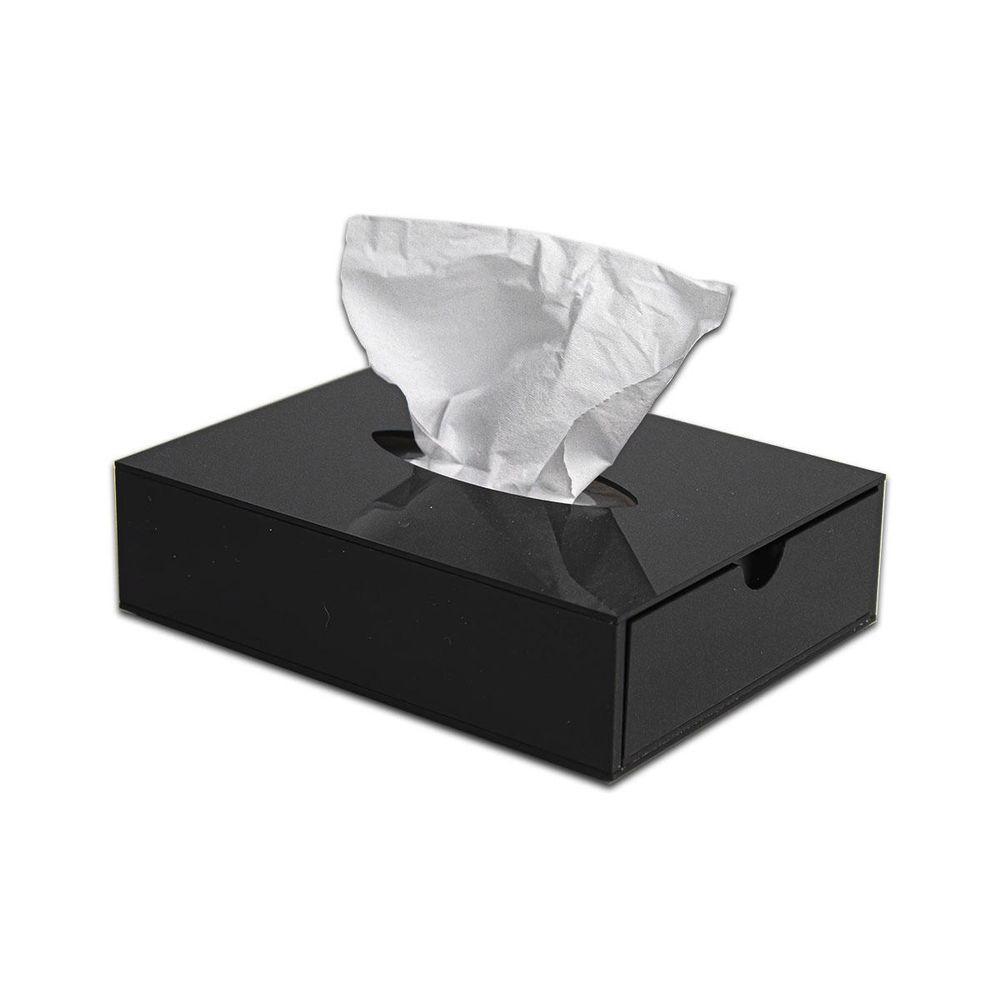 Caixa Porta Lenços Descartáveis Acrílico Premium Preto Organizador Higiene Compacto Funcional - 1