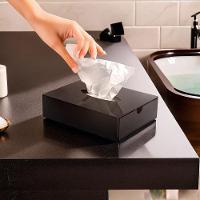 Caixa Porta Lenços Descartáveis Acrílico Premium Preto Organizador Higiene Compacto Funcional - 2