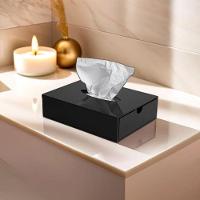 Caixa Porta Lenços Descartáveis Acrílico Premium Preto Organizador Higiene Compacto Funcional - 3