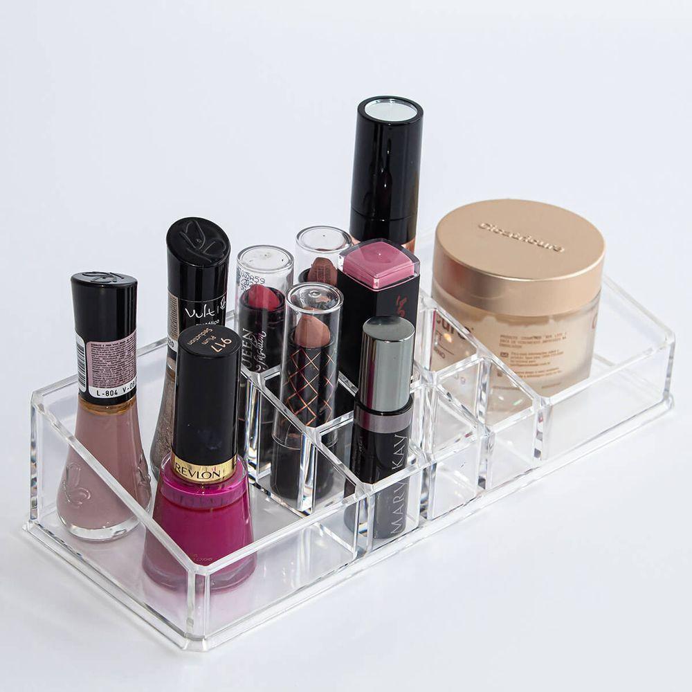 Organizador De Cosméticos Em Acrílico Retangular Com 11 Divisórias Maquiagem Batons Acessórios - 4