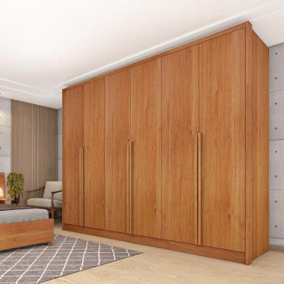 Guarda Roupa Casal Realeza 6 Portas de Bater 6 Gavetas Cinamomo MDF Tcil Móveis