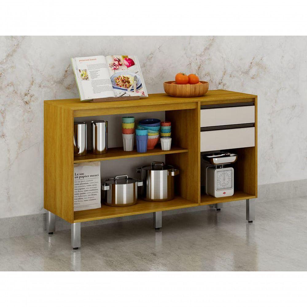 Balcão De Cozinha 3 Portas 2 Gavetas - Eduarda-cinamomo/off White - Chf Móveis - 3