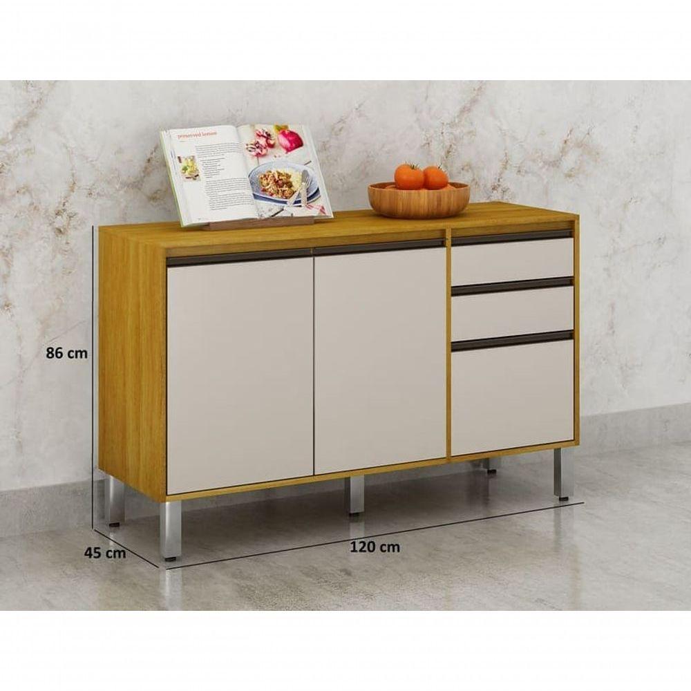 Balcão De Cozinha 3 Portas 2 Gavetas - Eduarda-cinamomo/off White - Chf Móveis - 4