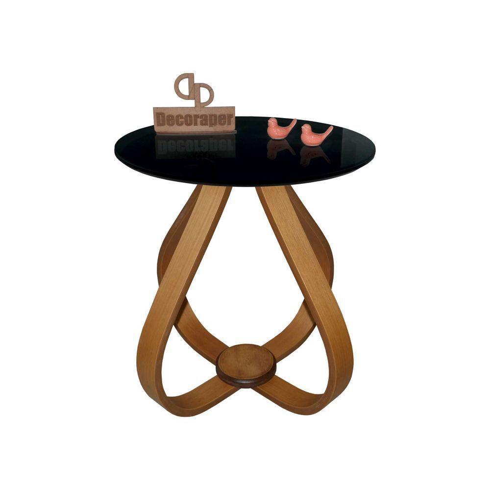 Mesa Lateral Cebola Com Vidro 50cm Preto 60cm - 1