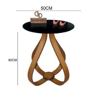Mesa Lateral Cebola Com Vidro 50cm Preto 60cm - 2
