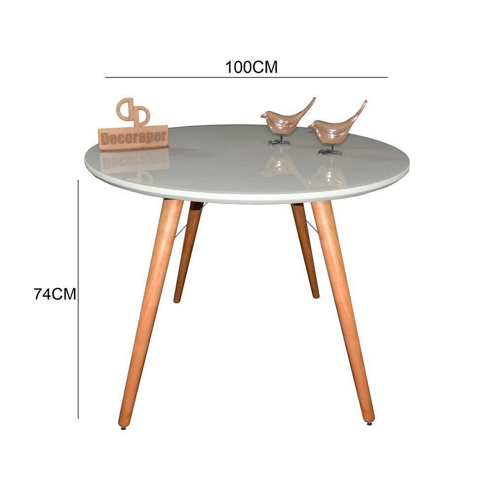 Mesa Jantar Pés Palitos Tampo Redondo Vidro Laqueado 100cm Off White - 2