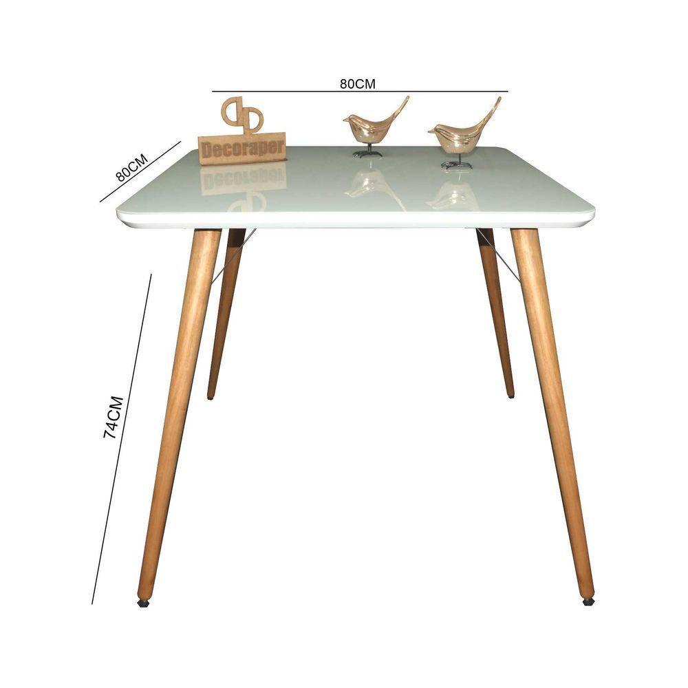 Mesa Jantar Pés Palitos Tampo Quadrado Vidro Laqueado 80cm Off White - 2