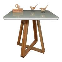 Mesa Jantar Base X Tampo Retangular Laca Com Vidro 100x70cm Off White - 1