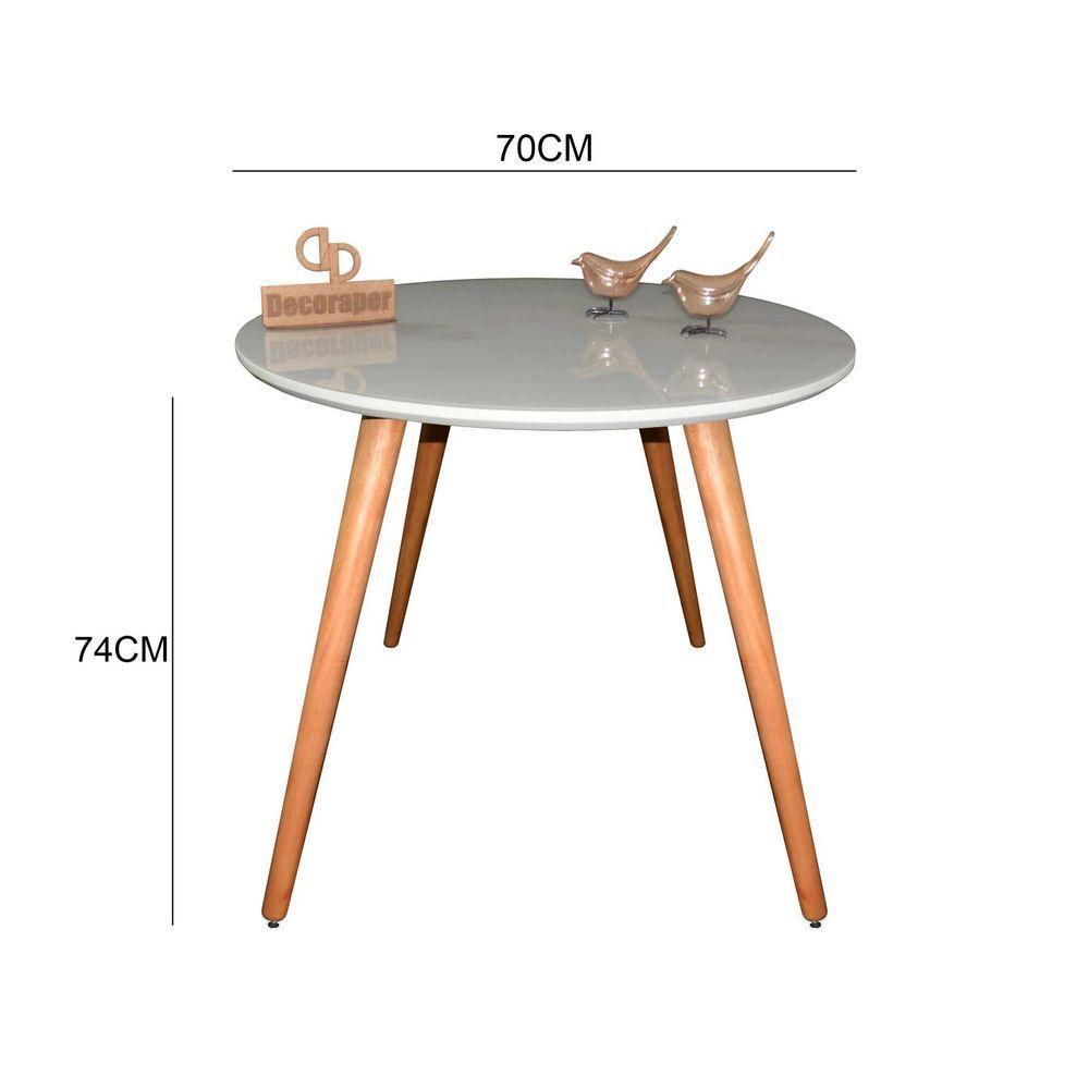 Mesa Jantar Pés Palitos Tampo Redondo Vidro Laqueado 70cm Off White - 2