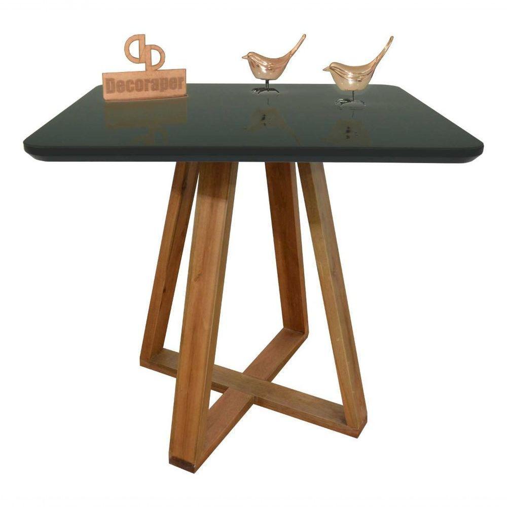 Mesa Jantar Base X Tampo Retangular Laca Com Vidro 100x70cm Preto - 1