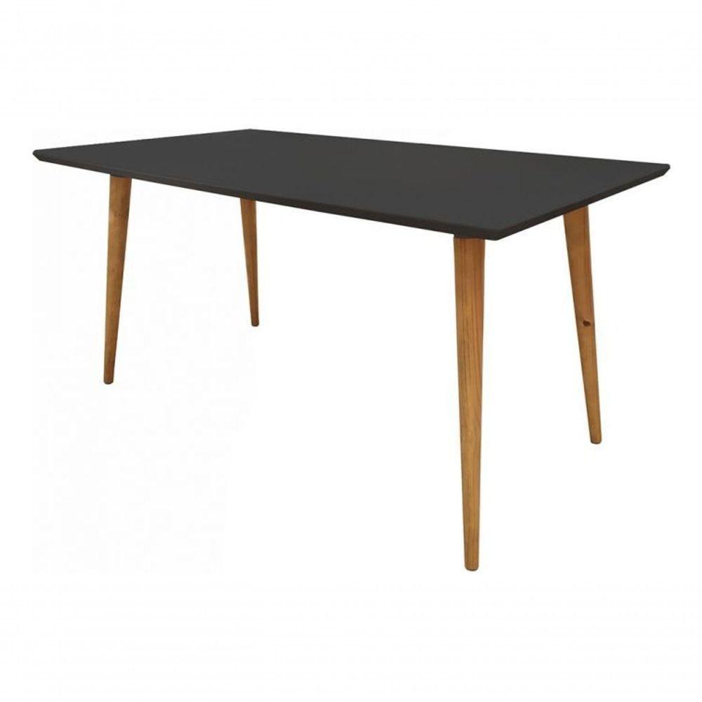 Mesa Jantar Pés Palito Retangular Laqueada Com Vidro 100x70 Preto - 1