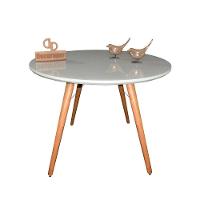 Mesa Jantar Pés Palitos Tampo Redondo Vidro Laqueado 120cm Off White - 1