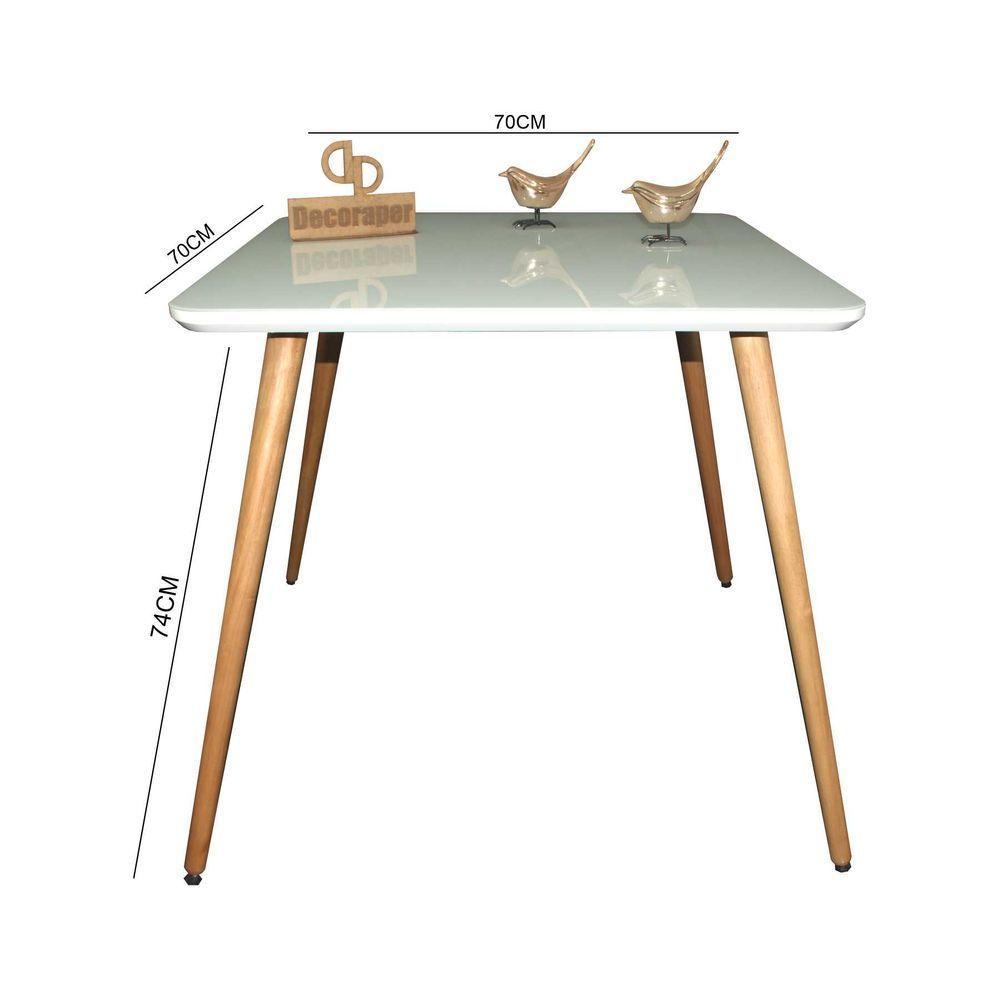 Mesa Jantar Pés Palitos Tampo Quadrado Vidro Laqueado 70cm Off White - 2