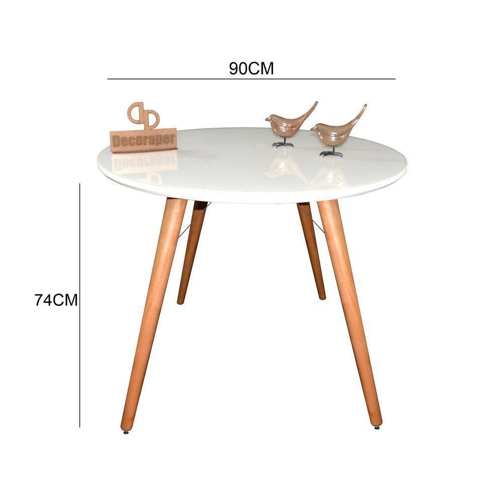 Mesa Jantar Pés Palitos Tampo Redondo Vidro Laqueado 90cm Branco - 2