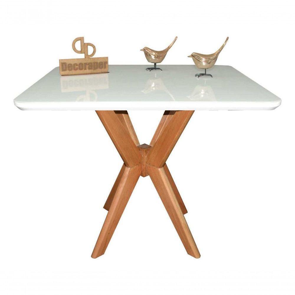 Mesa Jantar Pandora Tampo Retangular Laca Com Vidro 100x70cm Branco - 1
