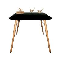 Mesa Jantar Pés Palitos Tampo Quadrado Vidro Laqueado 110cm Preto - 1