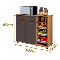 Balcão Fruteira 2 Portas 1 Gaveta Salinas Arte Móveis Cinamomo Grafite - 3