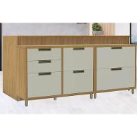 Balcão De Cozinha Modulado Imperatriz Com 2 Portas E 5 Gavetas 200cm Freijó Off White - 2