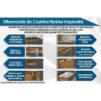 Balcão De Cozinha Modulado Imperatriz Com 2 Portas E 5 Gavetas 200cm Freijó Off White
