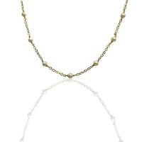 Colar Corrente Americana Com Pérolas Banhado Em Ouro 18k - 1