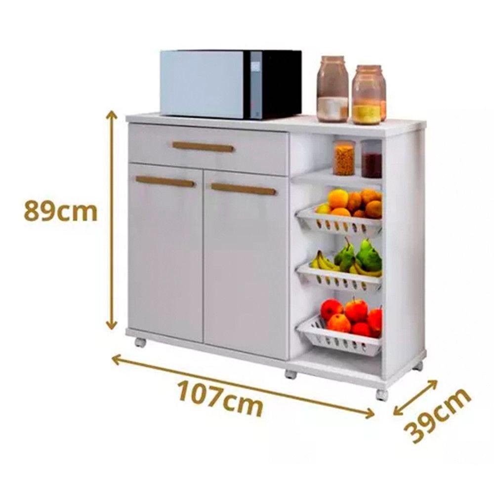 Balcão Fruteira 2 Portas 1 Gaveta Salinas Arte Móveis Branco - 3