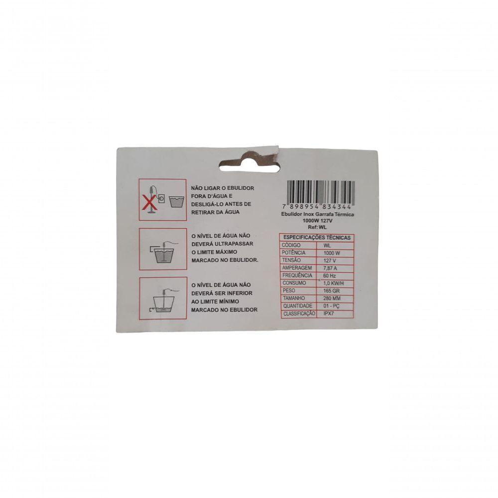 Ebulidor Garrafa Termica Inox Resiswal 1000w/127v Modelo Wl - 4