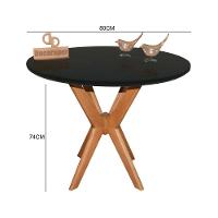 Mesa Jantar Pandora Tampo Redondo Laca Com Vidro 80cm Preto - 2