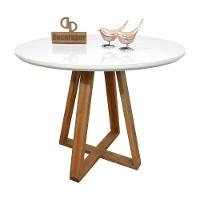 Mesa Jantar Base X Tampo Redondo Laca Com Vidro 110cm Branco - 1