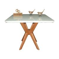 Mesa Jantar Pandora Tampo Quadrado Laca Com Vidro 110cm Off White - 1