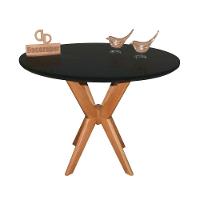 Mesa Jantar Pandora Tampo Redondo Laca Com Vidro 110cm Preto - 1