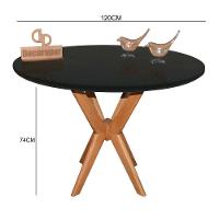 Mesa Jantar Pandora Tampo Redondo Laca Com Vidro 120cm Preto - 2