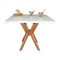 Mesa Jantar Pandora Tampo Quadrado Laca Com Vidro 100cm Branco - 1