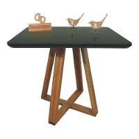 Mesa Jantar Base X Tampo Retangular Laca Com Vidro 140x90cm Preto - 1