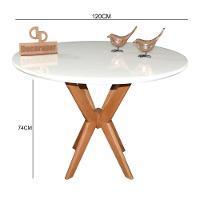 Mesa Jantar Pandora Tampo Redondo Laca Com Vidro 120cm Branco - 2
