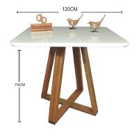 Mesa Jantar Base X Tampo Retangular Laca Com Vidro 120x70 Branco - 3