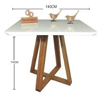 Mesa Jantar Base X Tampo Retangular Laca Com Vidro 140x90cm Branco - 2