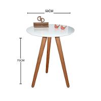 Mesa De Canto Pés Palito Amadeirado Com Tampo Vidro 50cm Branco 70cm - 2
