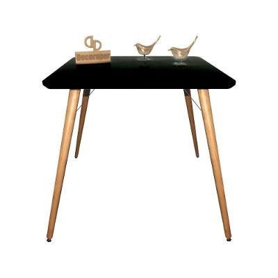 Mesa Jantar Pés Palitos Tampo Quadrado Vidro Laqueado 120cm Preto
