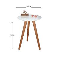 Mesa De Canto Pés Palito Amadeirado Com Tampo Vidro 35cm Branco 50cm - 2