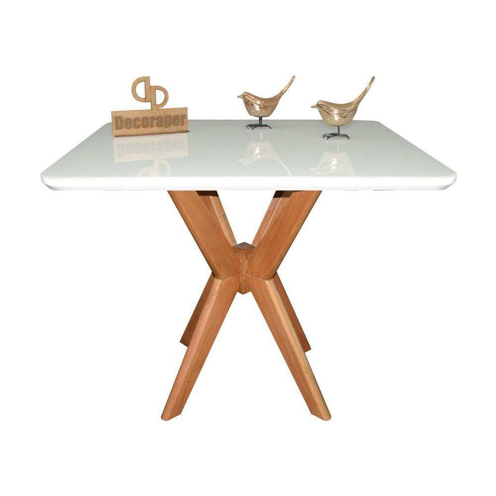 Mesa Jantar Pandora Tampo Retangular Laca Com Vidro 120x80cm Branco - 1