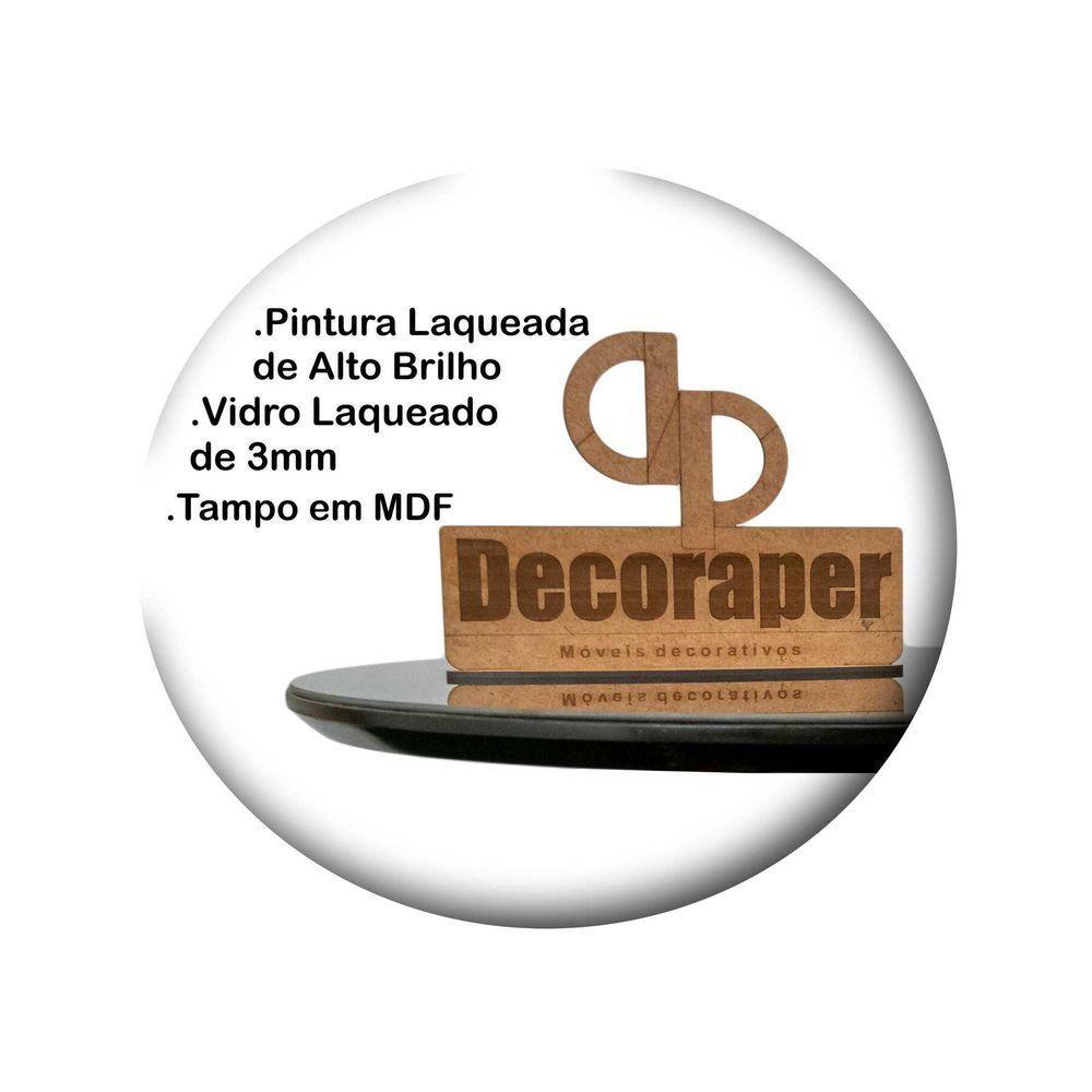 Mesa De Canto Pés Palito Amadeirado Com Tampo Vidro 50cm Preto 70cm - 3