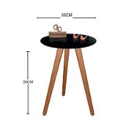 Mesa De Canto Pés Palito Amadeirado Com Tampo Vidro 35cm Preto 50cm - 2