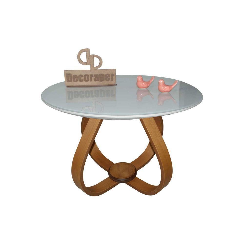 Mesa De Centro Cebola Com Vidro 60cm Off White 40cm - 1