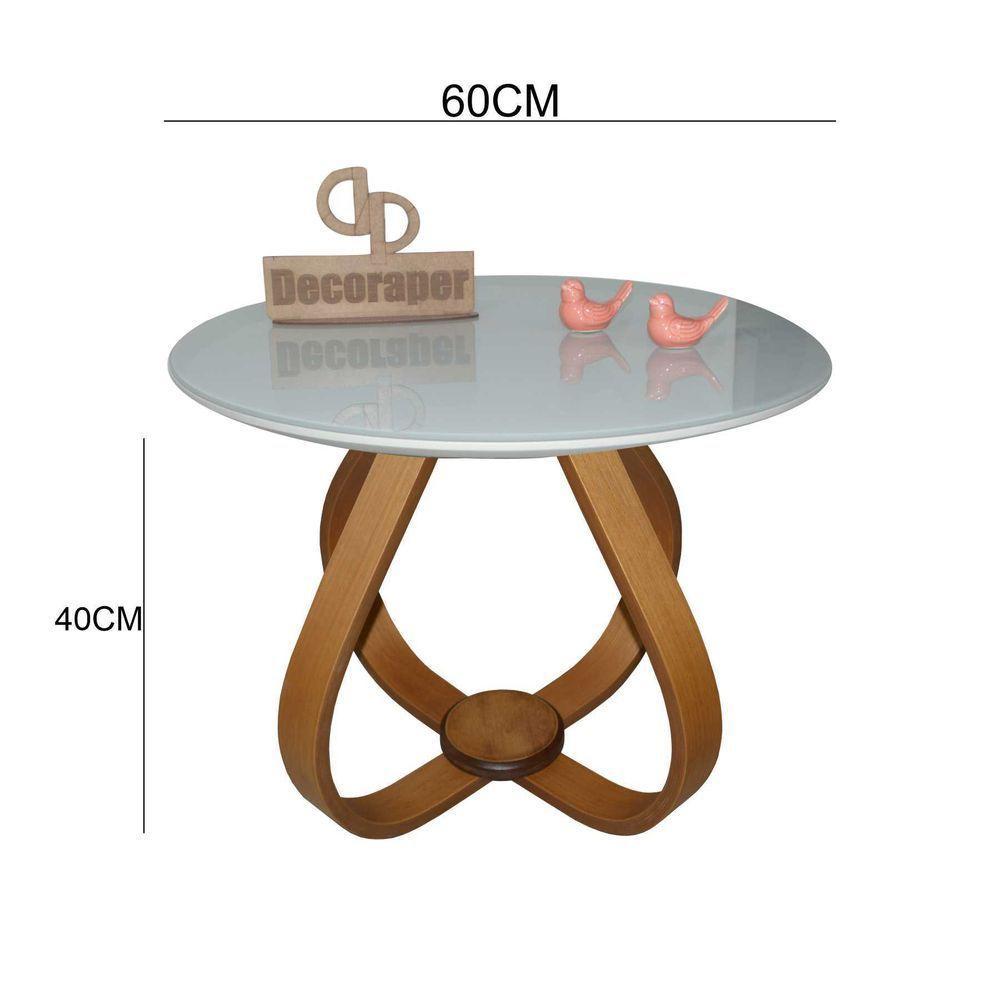 Mesa De Centro Cebola Com Vidro 60cm Off White 40cm - 2