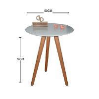 Mesa De Canto Pés Palito Amadeirado Com Tampo Vidro 50cm Off White 70cm - 2